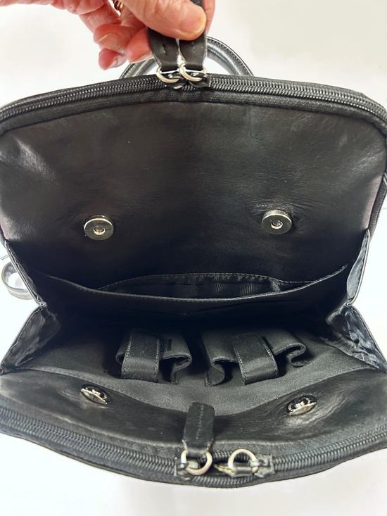 Tignanello Black Leather Backpack 3 Separate Sections Zipper Snap main image 6